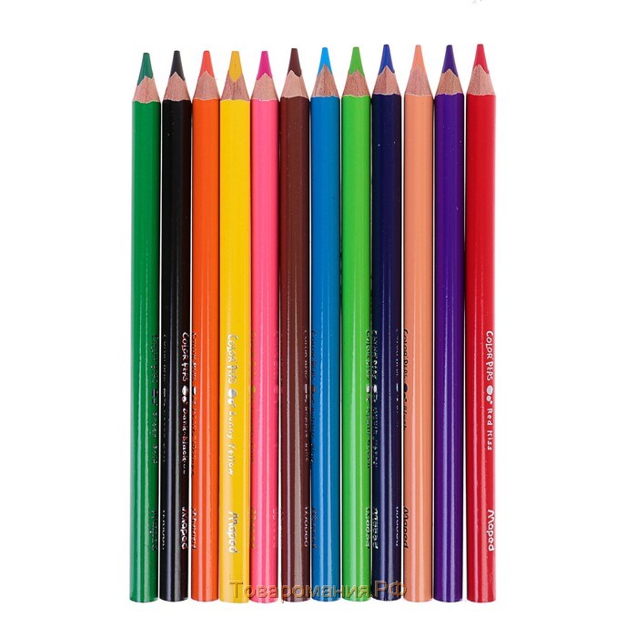 Карандаши трёхгранные, 12 цветов, Maped Color Peps Maxi, утолщённые, европодвес