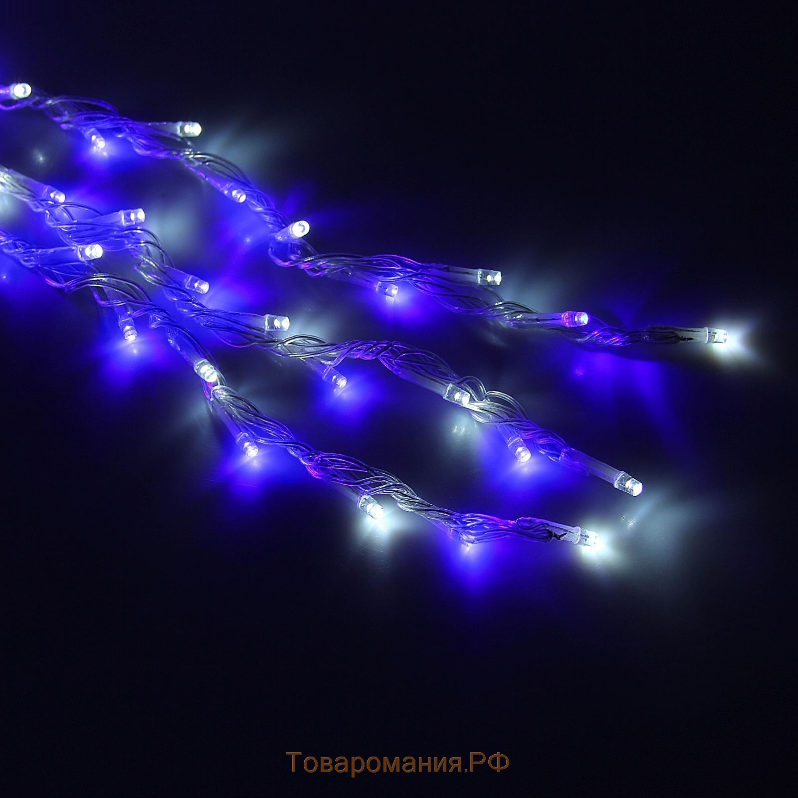 Гирлянда «Водопад» 2 × 1.5 м, IP44, тёмная нить, 400 LED, свечение бело-синее, 8 режимов, 220 В