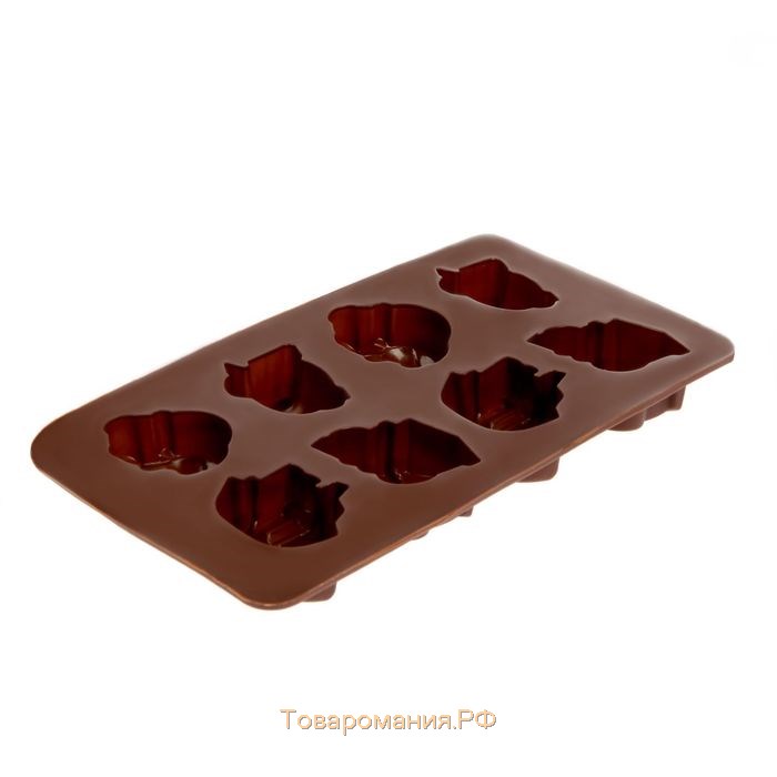Форма для мармелада «Машинки», силикон, 21×11 см, 8 ячеек (4,3×3,5 см), цвет коричневый