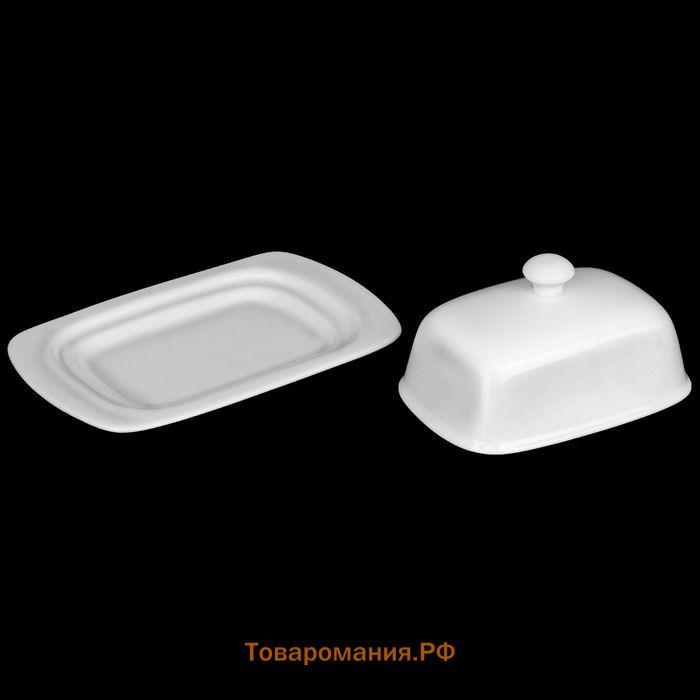 Маслёнка Wilmax, 19×12.5×8.5 см, фарфор, белая