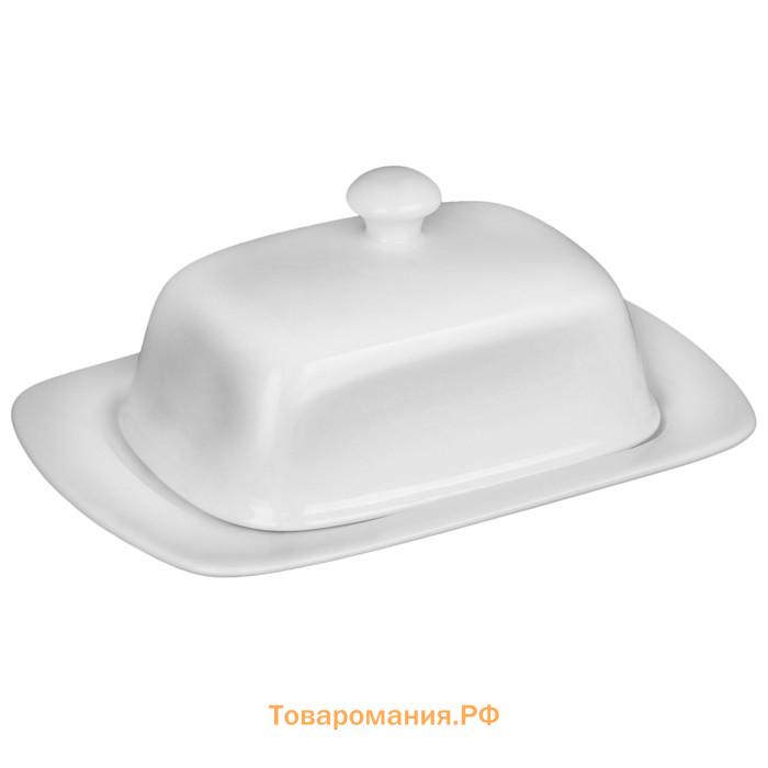 Маслёнка Wilmax, 19×12.5×8.5 см, фарфор, белая