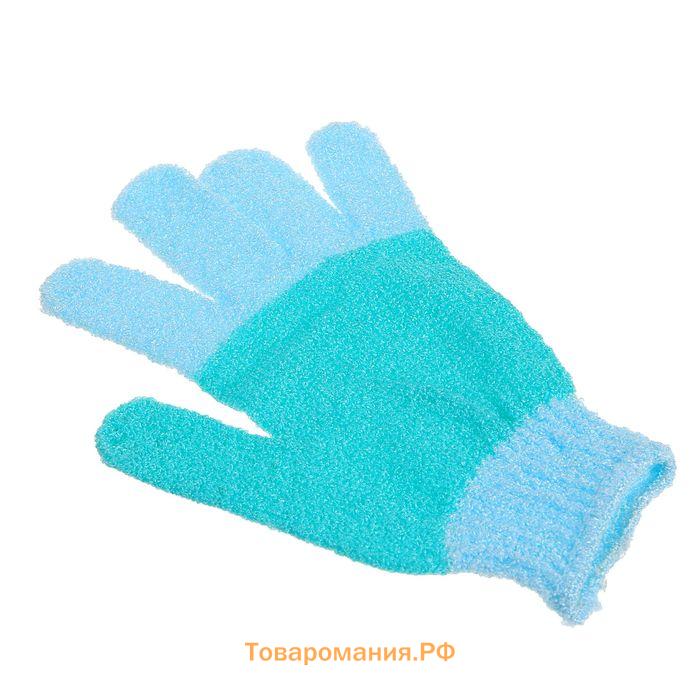 Мочалка-перчатка массажная , 14×18 см, полосатая, МИКС