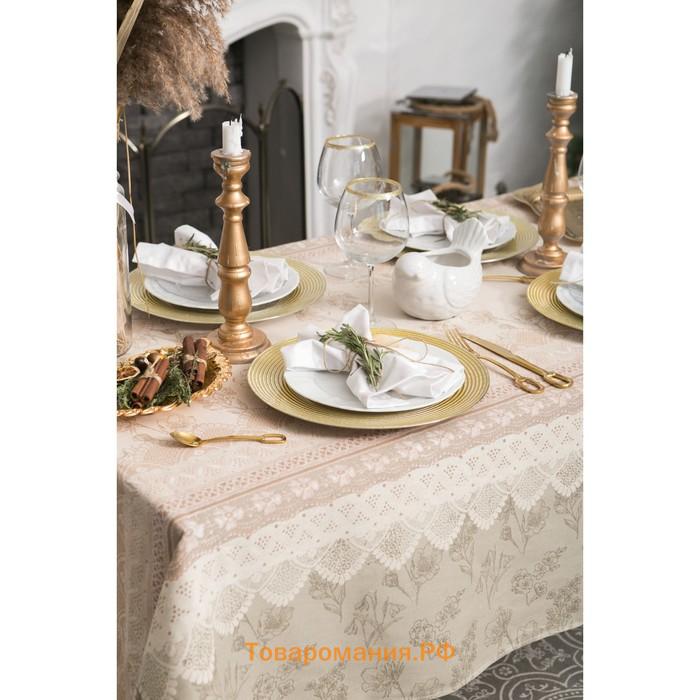 Скатерть "" Кружево 220х146 см, 100% хлопок, рогожка, 164 г/м2