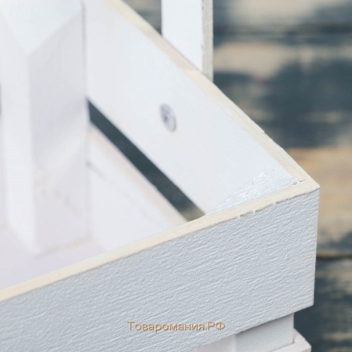 Кашпо деревянное 24.5×13.5×9 см "Двушка Лайт", двухреечное, белый Дарим Красиво