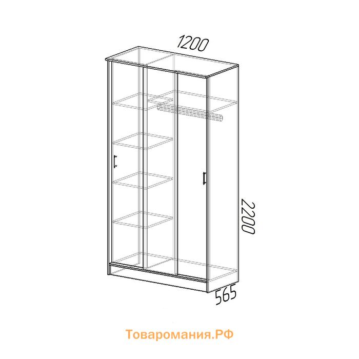 Шкаф-купе «Эко», 1200×565×2200 мм, цвет ясень шимо светлый/тёмный