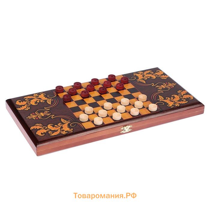 Нарды деревянные большие, настольная игра «Герб России», 40×40 см, с шашками