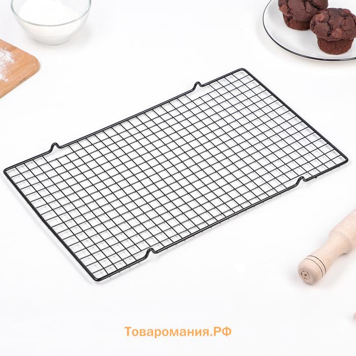 Решётка для глазирования и остывания кондитерских изделий KONFINETTA, 40×25×1.5 см, чёрная