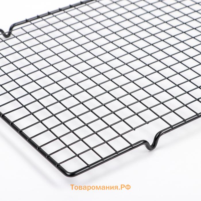 Решётка для глазирования и остывания кондитерских изделий KONFINETTA, 40×25×1.5 см, чёрная