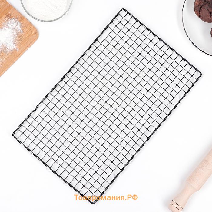Решётка для глазирования и остывания кондитерских изделий KONFINETTA, 40×25×1.5 см, чёрная