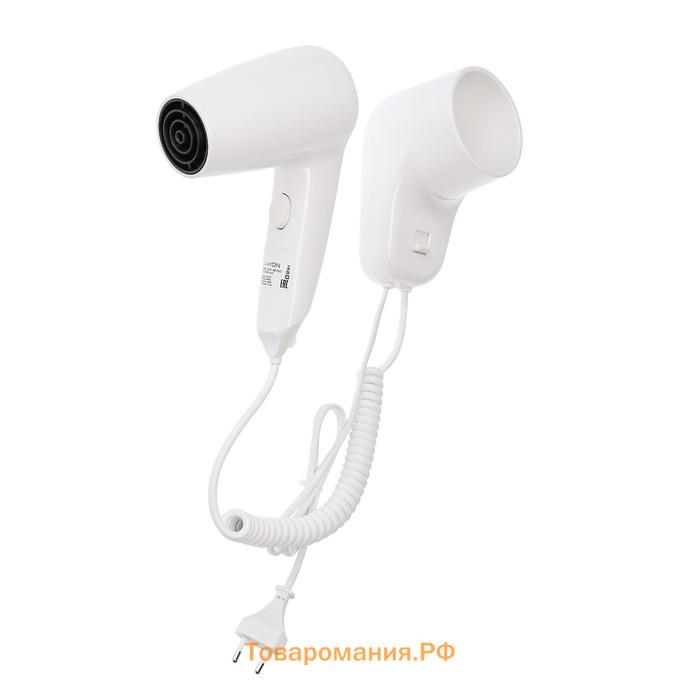 Фен LGE-006, 1600 Вт, настенный, 2 скорости, набор крепления, белый