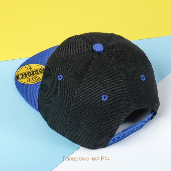 Бейсболка с прямым козырьком для мальчика MINAKU, размер 56, цвет чёрный/синий
