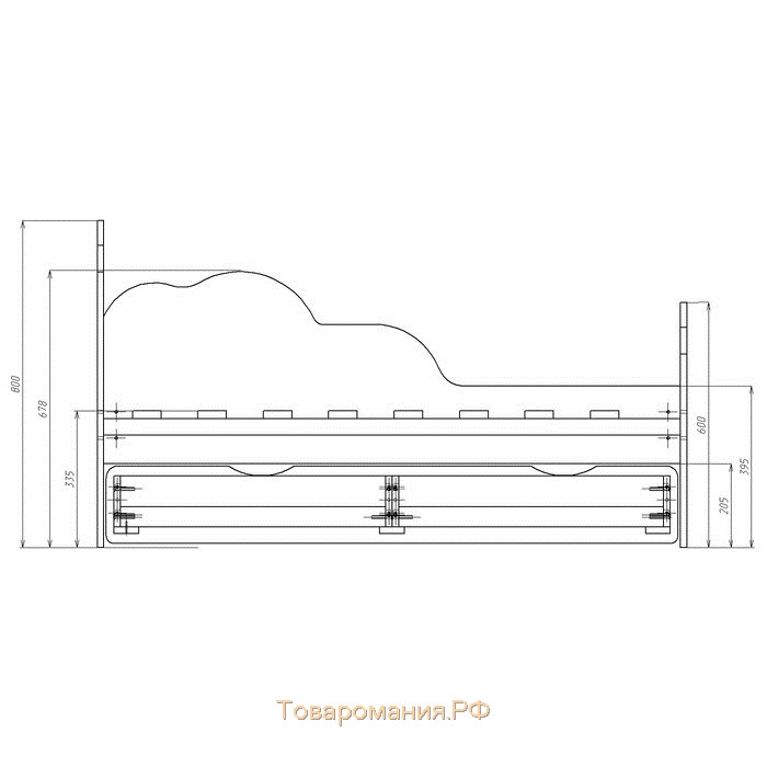 Кровать детская «Облака №1», 800х1600 мм, цвет белый/светло-розовый