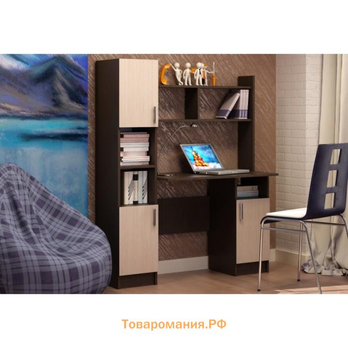 Стол компьютерный «Клик Мебель», 1230×570×1600 мм, с надстройкой, цвет венге/белфорт