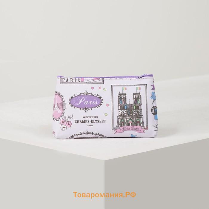 Косметичка-пенал на молнии, плоская, с рисунком, розовая