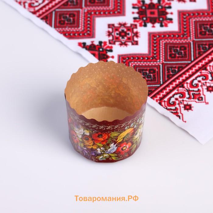 Форма бумажная для кулича «Жостово», 7×6 см, МИКС