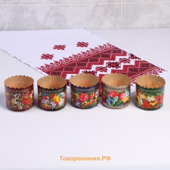 Форма бумажная для кулича «Жостово», 7×6 см, МИКС