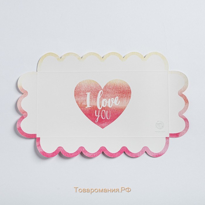 Коробка для печенья, кондитерская упаковка с PVC крышкой, I love you, 21 х 10.5 х 3 см