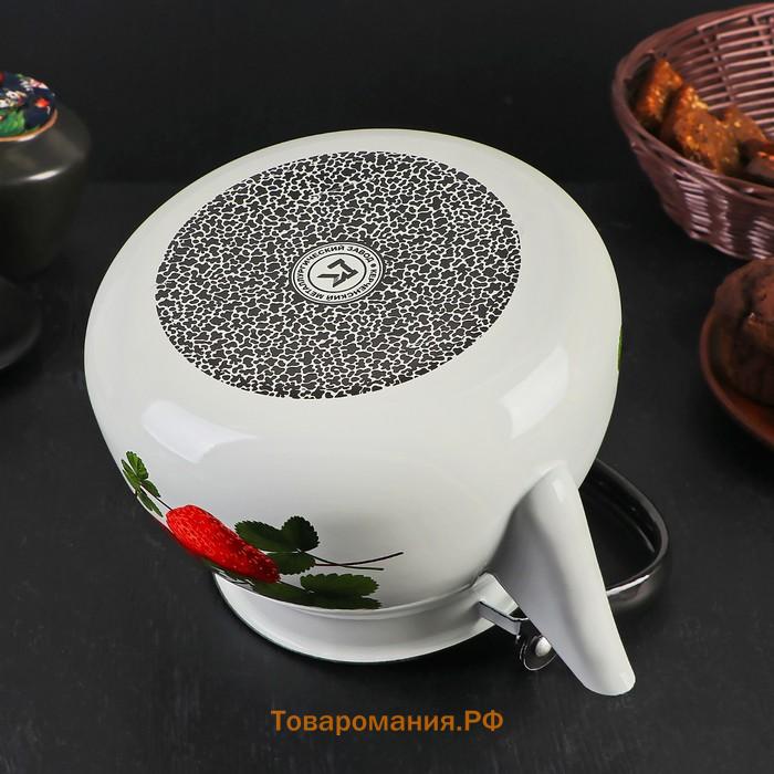 Чайник, 3 л, эмалированная сталь, рисунок МИКС, белый