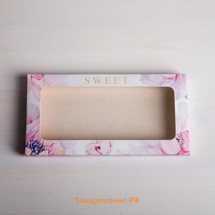 Коробка для шоколада, кондитерская упаковка с окном, Sweet, 17.3 х 8.8 х 1.5 см