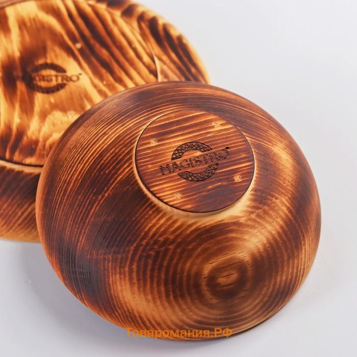 Набор деревянных тарелок из цельного кедра Mаgistrо, 2 шт: 20×2,5 см, 16×6 см, обожжённые