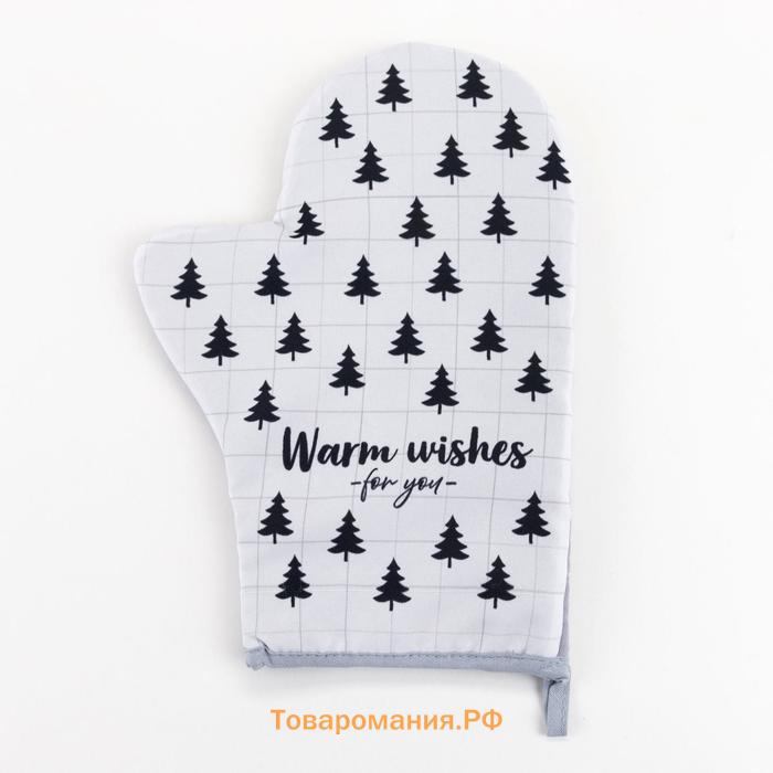 Новый год. Варежка-прихватка Warm wishes, 20х27см, 100% п/э, МИКС