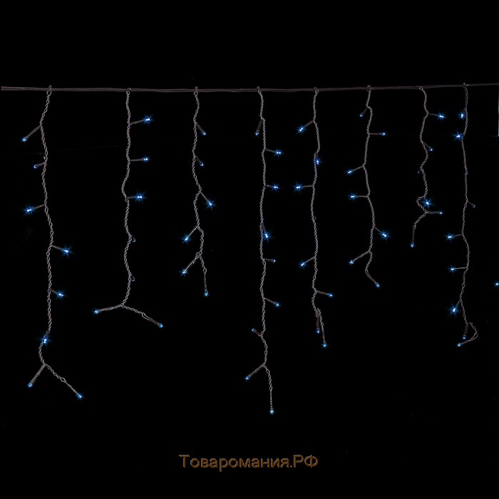 Гирлянда «Бахрома» 4 × 0.6 м, IP44, тёмная нить, 180 LED, свечение синее, 8 режимов, 220 В
