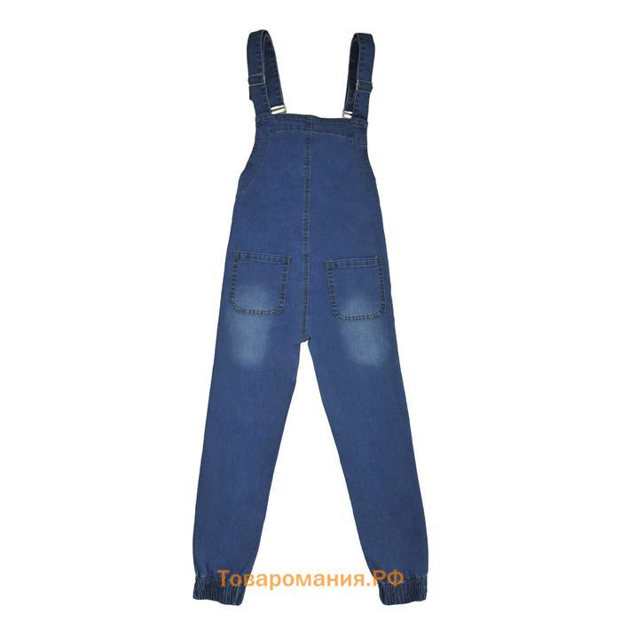 Полукомбинезон джинсовый для девочек, рост 128 см