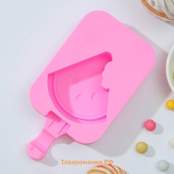 Форма для мороженого «Арбузная долька», силикон, 14×7,5×2,5 см, цвет розовый