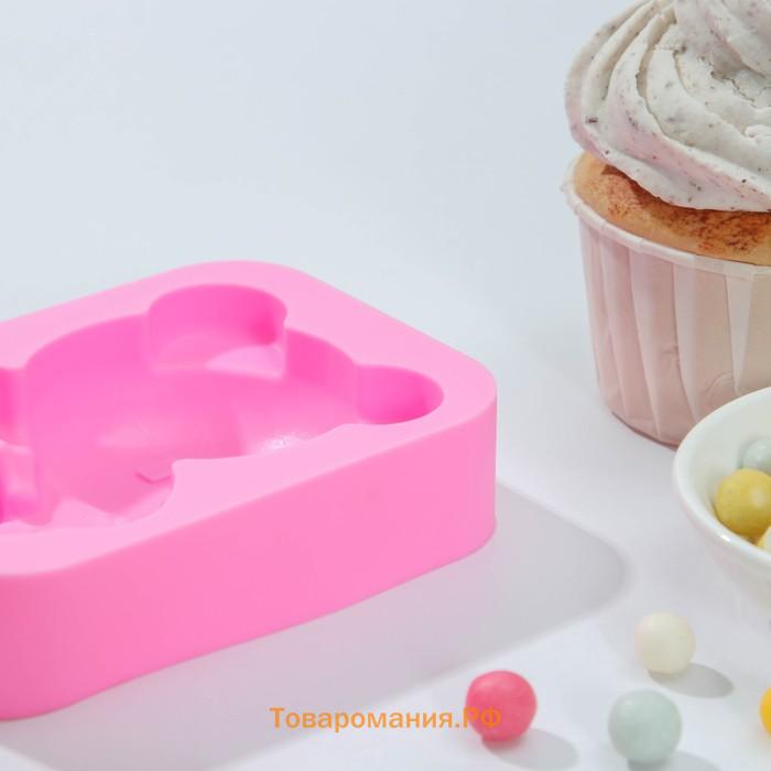 Форма для мороженого «Мишутка», силикон, 14×8×2,5 см, цвет розовый