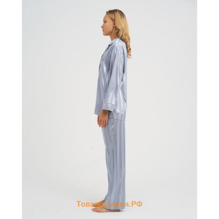 Пижама женская (рубашка, брюки) KAFTAN "Полоска", серо-голубой, размер 40-42