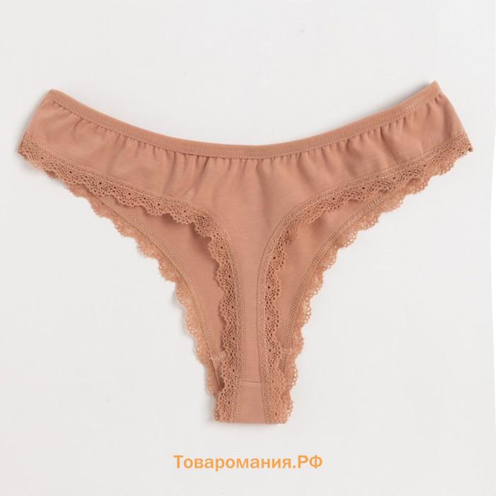 Трусы женские стринги, цвет бежевый, размер 48-50 (XL)