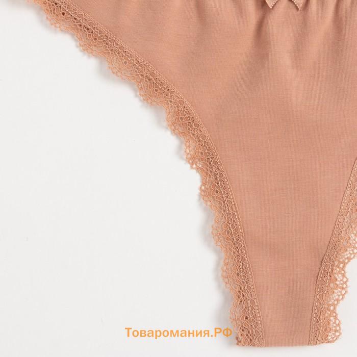 Трусы женские стринги, цвет бежевый, размер 48-50 (XL)