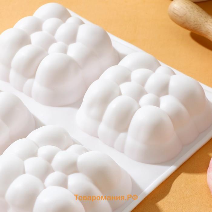 Форма для выпечки и муссовых десертов KONFINETTA «Облако», силикон, 30×18.8×3.5 см, 6 ячеек (7.4×7.4 см), белая