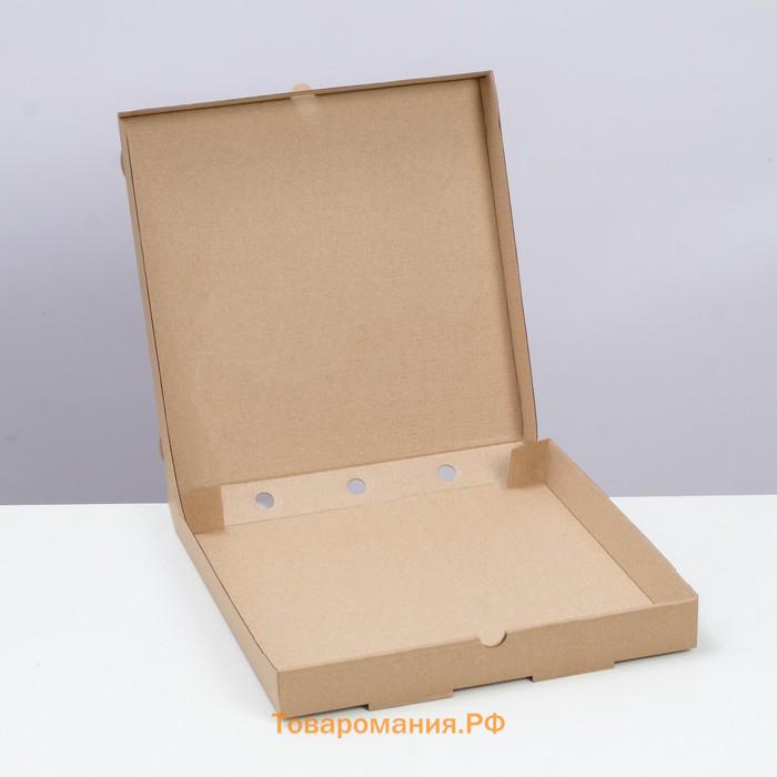 Коробка для пиццы 30×30×3.5 см, бурая