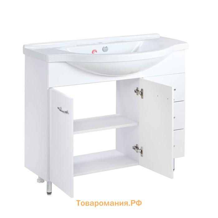 Комплект мебели для ванной: Тумба "Элеганс 100/3" + раковина" Эльбрус",  97 х 33 х 82 см