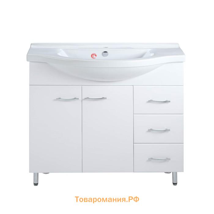 Комплект мебели для ванной: Тумба "Элеганс 100/3" + раковина" Эльбрус",  97 х 33 х 82 см