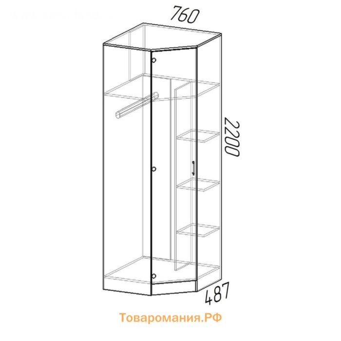 Шкаф угловой «ЭКО», 760(760)×2200×481 мм, цвет дуб вотан/белый