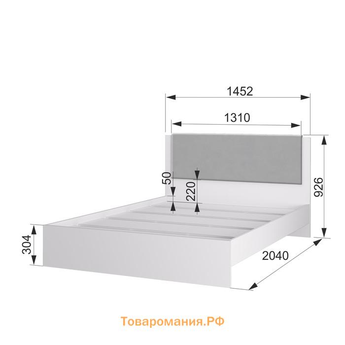 Кровать «Акцент №14М», 1400×2000 мм, цвет белый / цемент светлый / веллюкс сильвер