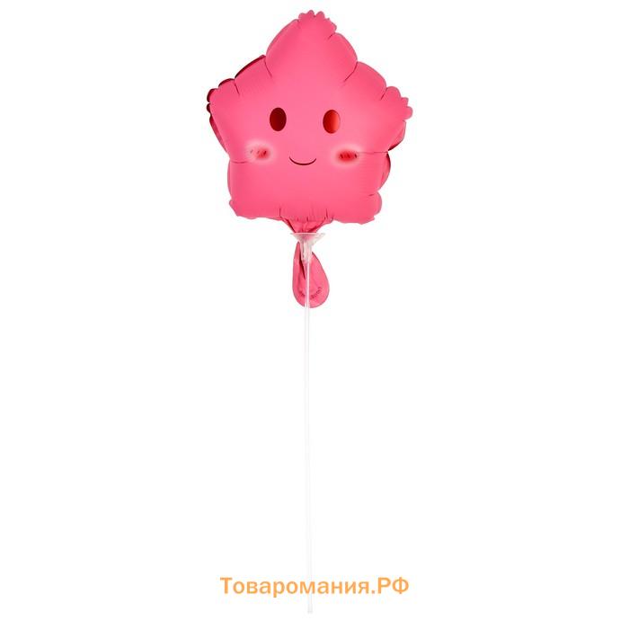 Воздушный шар фольгированный 10" «Звезда смайл», розовый, МИКС
