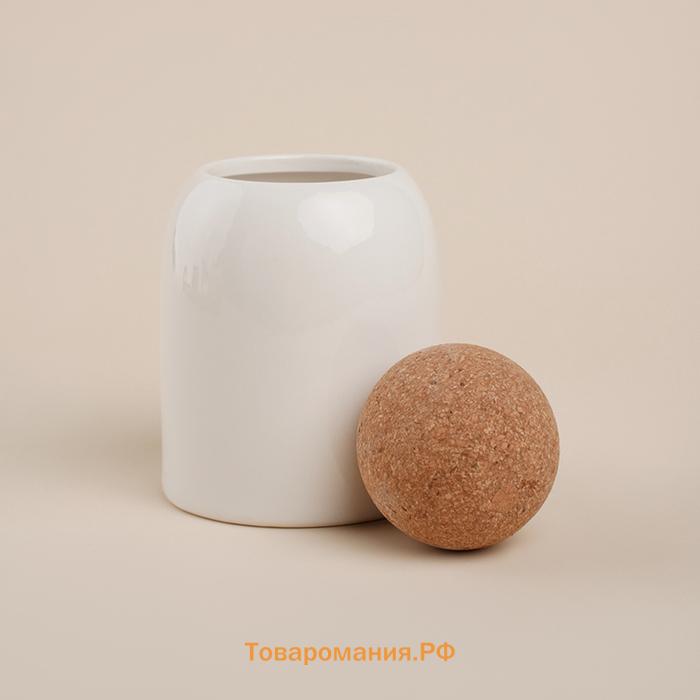 Банки для сыпучих SL Home «Тренто», набор 4 шт., на деревянной подставке, фарфор, белые