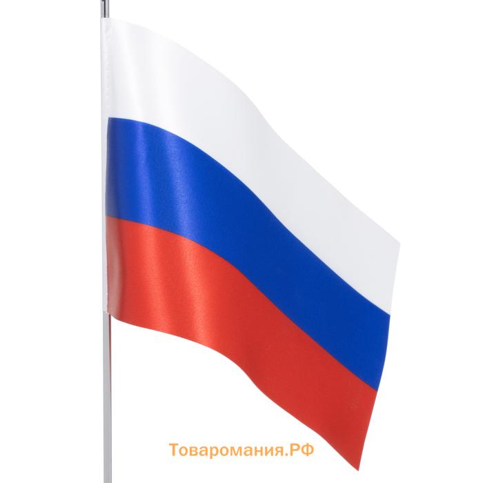 Флагшток настольный с флагом России, круг 2×7 см, 30×7 см, серебро