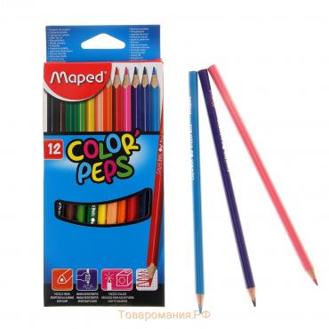 Карандаши трёхгранные 12 цветов, Maped Color Peps, европодвес