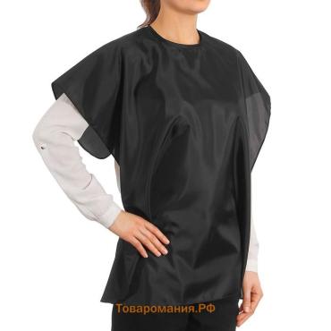 Пелерина парикмахерская, 100×70(±1) см, на завязках/крючках, чёрная