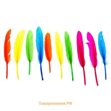 Набор перьев для декора 10 шт., размер 1 шт.: 15×1.5 см, МИКС