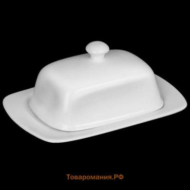 Маслёнка Wilmax, 19×12.5×8.5 см, фарфор, белая