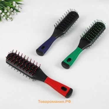 Расчёска массажная, двусторонняя, вентилируемая, 5 × 22 см, цвет МИКС