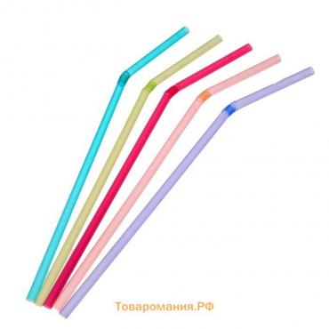 Трубочки одноразовые для напитков , 21 см, d=5 мм, флуоресцентные, с гофрой, МИКС, 50 шт.