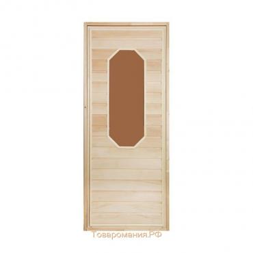 Дверь для бани со стеклом "Ромашка", 170×80см, "Добропаровъ"