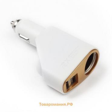 Разветвитель прикуривателя TORSO, USB 1 А / 2.1 А, 60 Вт, 12/24 В, микс