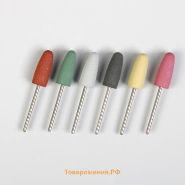 Фрезы силиконовые для полировки, в пакете, 6 шт., d=10 мм, разноцветные